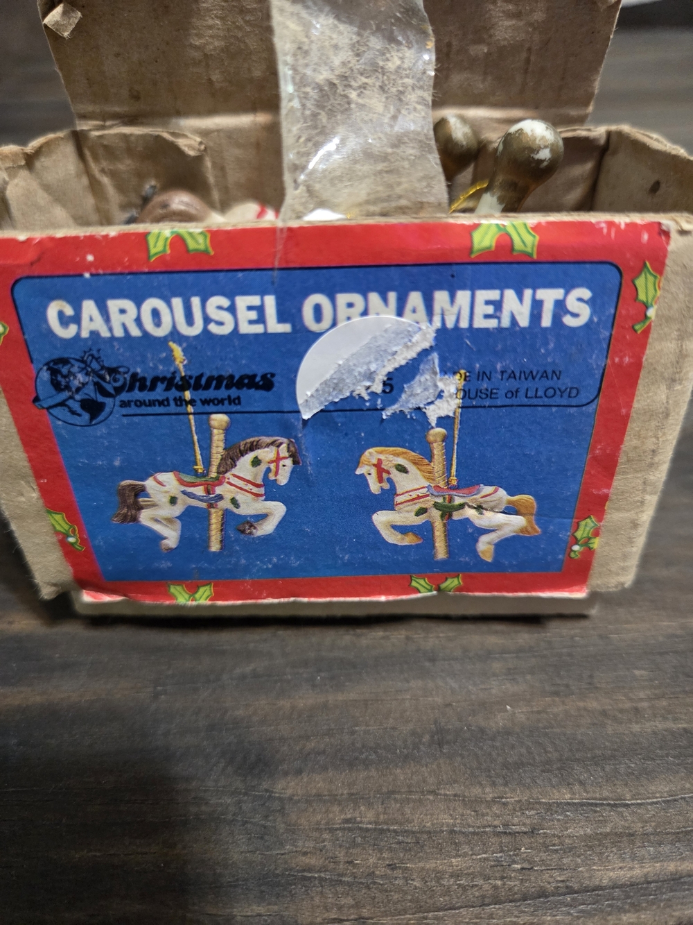 Set of vintage carousel horse Christmas ornaments from Christmas Around the Worl